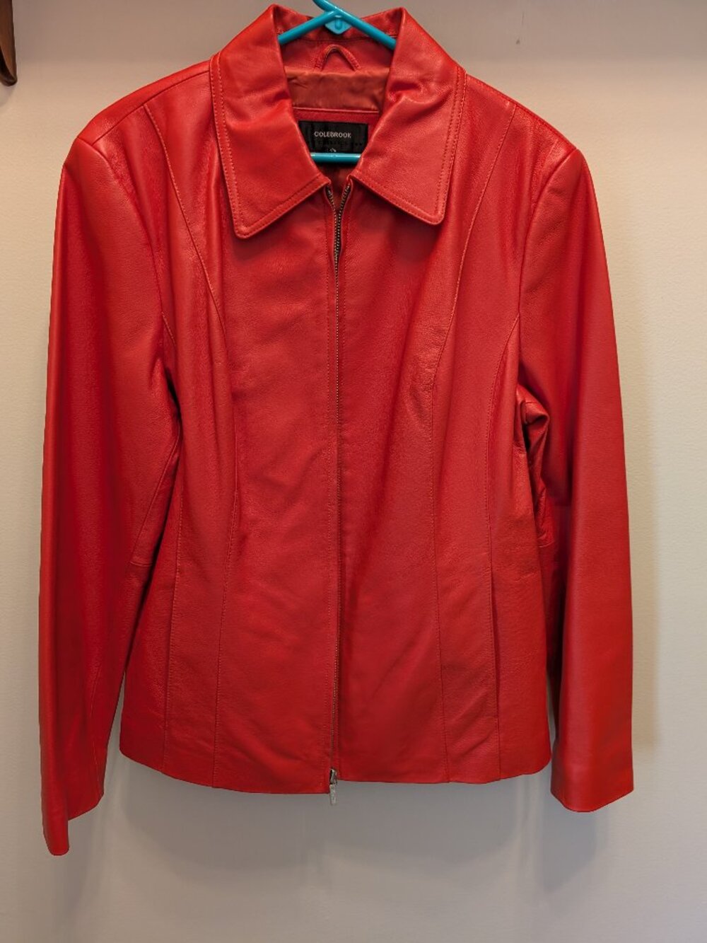VINTAGE ColeBrook Burnt Orange Leather Jacket Women's Large Zipper